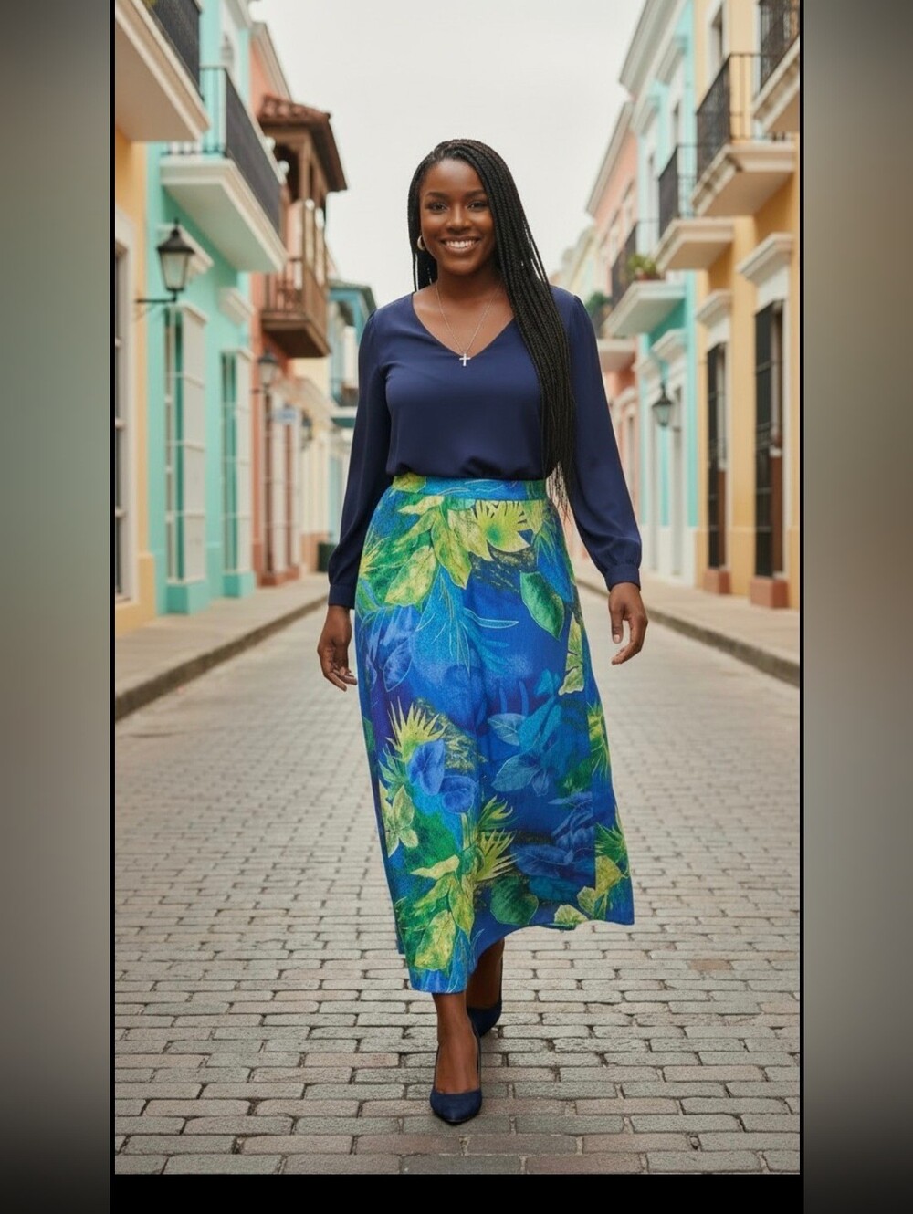Melrose Woman Size 22 Tropical Floral Maxi Skirt Blue Green Plus Size